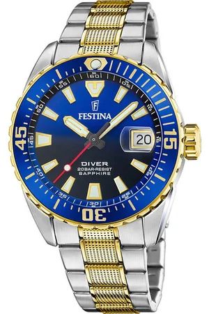 Festina Kwartshorloge The Originals/Diver Horloge, herenhorloge, stalen band, analoog, dag