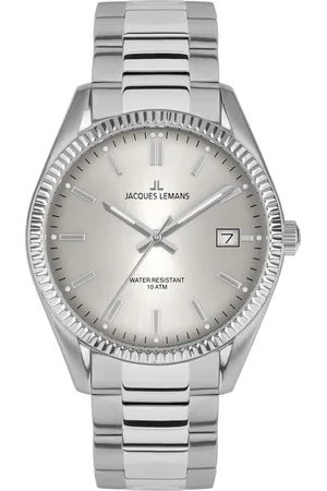 Jacques Lemans Kwartshorloge Derby Polshorloge, dameshorloge, datum, luminescerende wijzers, roestvrijstalen armband