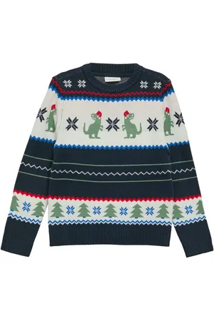 QS by s.Oliver Trui met ronde hals met intarsia-motief