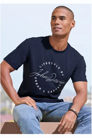 john devin T-shirt Rondhalsshirt met print van 100% katoen