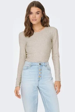 ONLY Shirt met lange mouwen ONLEMMA L/S O-NECK SHORT TOP NOOS JRS