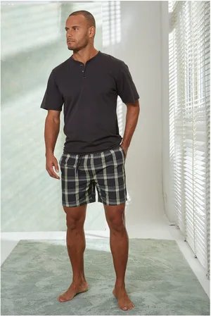 H.I.S Pyjama Pyjama met geruite geweven shorts (2-delig, 1 stuk)