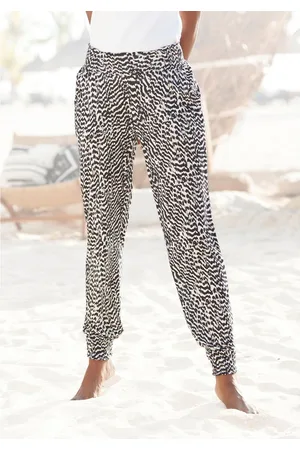 vivance collection Jerseybroek met animal print en zakken, elastische tailleband, zomerbroek