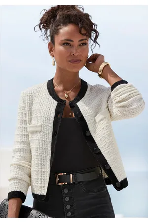 Lascana Vest met subtiele lurexdraad, contrastboorden, casual-chic, elegant