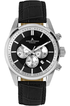 Jacques Lemans Chronograaf Barcelona Quartz horloge, polshorloge, herenhorloge, roestvrijstalen band, stopwatchfunctie, dag