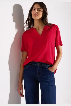 Street one Blouse met korte mouwen met ingesneden ronde hals