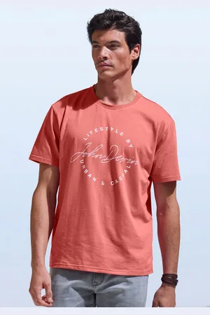 john devin T-shirt Rondhalsshirt met print van 100% katoen
