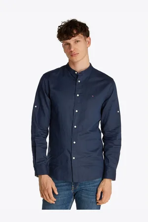 Tommy Hilfiger Overhemd met lange mouwen LINEN BLEND MAO COLLAR SHIRT