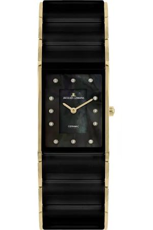 Jacques Lemans Keramisch horloge Dublin, 1-1940J Quartz horloge, armbanduhr, dameshorloge, parelmoer wijzerplaat, keramische band