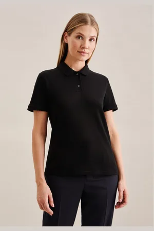 Seidensticker Poloshirt Zwarte roos Korte mouwen kraag uni