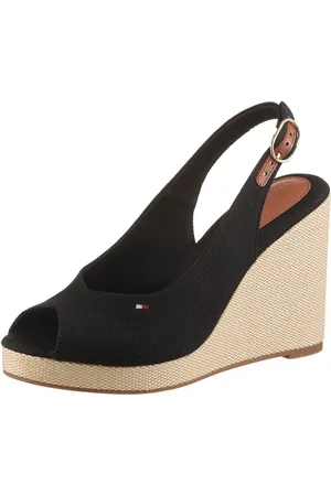 Tommy Hilfiger Highheel sandaaltjes FLAG HIGH WEDGE ESPAD SLINGBACK , zomerschoen, feest-schoen, wedge-sandaal, subtiele vlaggen-borduursel