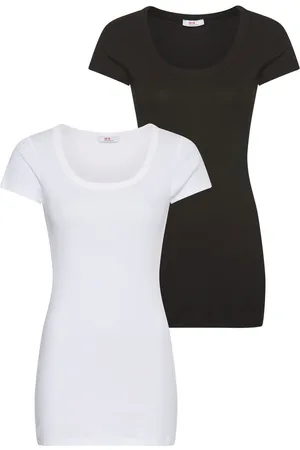 FLASHLIGHTS T-shirt figuurvolgende snit, effen, ronde hals (Set van 2)