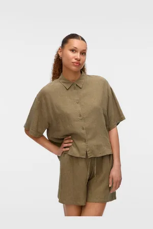 VERO MODA Overhemdblouse VMLINN LINEN 2/4 SHORT SHIRT WVN NOOS