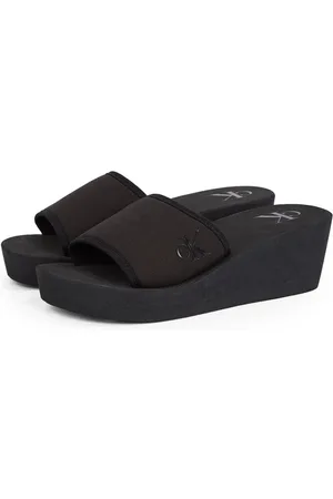 Calvin Klein Badslippers BEACH WEDGE SLIDE CANVAS