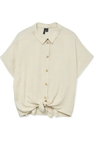 VERO MODA Blouse met korte mouwen VMTHEA SS TIE SHIRT WVN NOOS