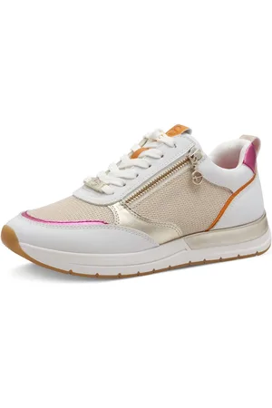 Tamaris Sneakers met sleehak Almina , vrijetijdsschoen, lage schoen, veterschoen in smalle vorm