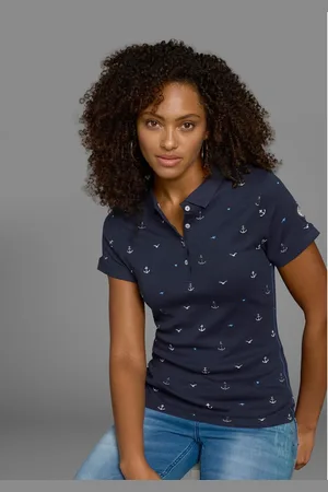KangaROOS Poloshirt Korte mouwen, zeer figuurvolgend, met allover-print, van 100% katoen
