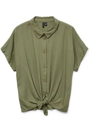 VERO MODA Blouse met korte mouwen VMTHEA SS TIE SHIRT WVN NOOS