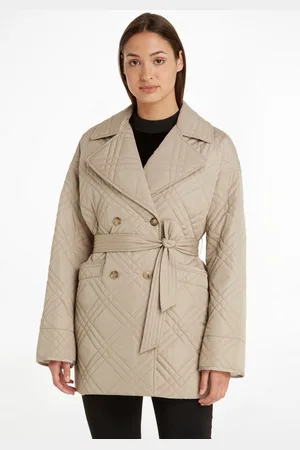 Tommy Hilfiger Gewatteerde jas QUILTED SHORT TRENCH met bindriem en merklabel