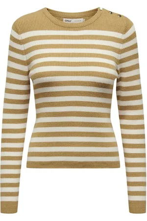 ONLY Trui met ronde hals ONLIBI LS STRIPE BUTTON O-NECK CC KNT