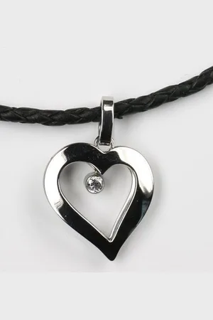 Firetti Ketting met hanger Sieraad cadeau hart, gevlochten leren band