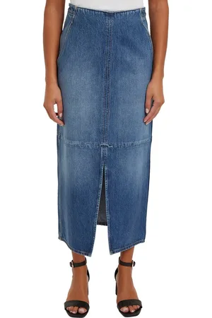 Tommy Hilfiger Kokerrok DNM MIDI SKIRT HW BETH CTD Geweven rok met vlag