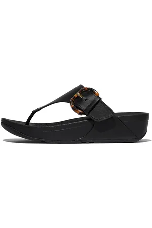 FitFlop Teenslippers LULU RESIN-BUCKLE LEATHER TOE-POST SANDALS