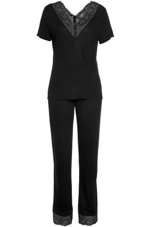 Lascana Pyjama met kanten inzetten (2-delig, 1 stuk)