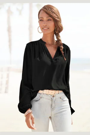 Lascana Blouse zonder sluiting met lange mouwen, lichte damesblouse, casual-chic, feestelijk