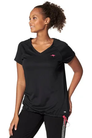 KangaROOS Functioneel shirt Korte mouwen, figuurvolgend, heupbedekkend, met V-hals