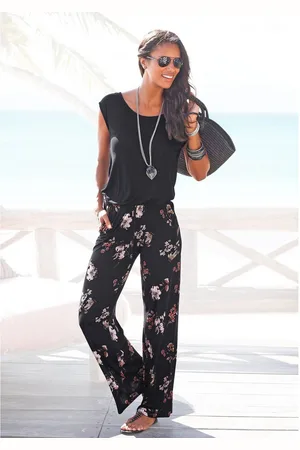 Lascana Jumpsuit met wijd been en zakken, losse jumpsuit, zomers