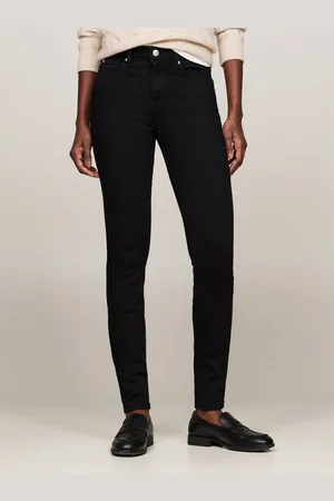 Tommy Hilfiger Skinny fit jeans COMO SKINNY RW BLACK met logo-badge