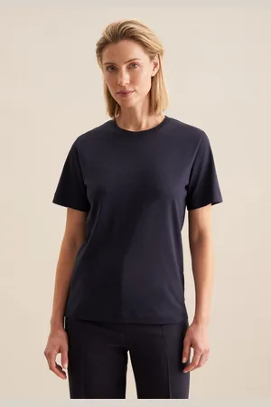 Seidensticker T-shirt Zwarte roos Korte mouwen ronde hals uni