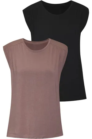 Lascana Shirttop Met schouderrimpeling van zachte viscose-stretch