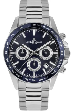 Jacques Lemans Chronograaf Liverpool, 1-1877G Quartz horloge, armbanduhr, herenhorloge, roestvrijstalen band, tot 20 bar waterdicht.