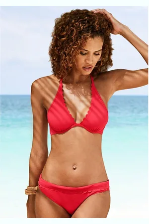 Lascana Bikinitop met beugels Scallop met gelaserde gegolfde rand