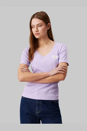 Calvin Klein T-shirt WOVEN LABEL RIB V-NECK TEE