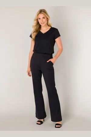 Base Level Stoffen broek Tori met uitlopende pijpen en stretch