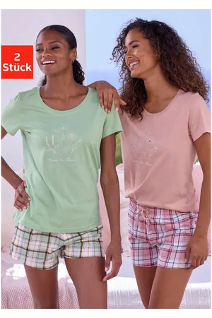 VIVANCE DREAMS Shortama Gekartelde pyjamashorts (Set van 2)