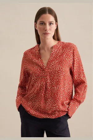 Seidensticker Klassieke blouse Zwarte roos Tuniek print