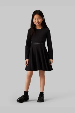 Calvin Klein Midi-jurk Ls Logo Tape Punto Dress voor kinderen tot 16 jaar en met logo-opdruk