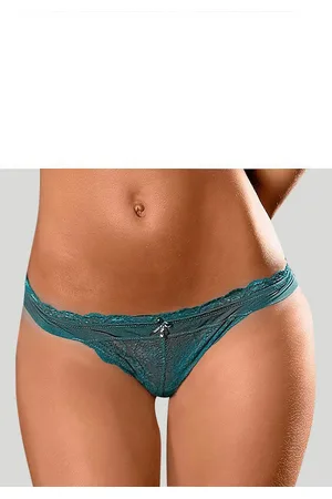 Lascana String Premium Dessous van delicate kant met fijne decoratieve strik en accessoire