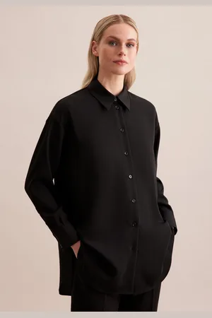 Seidensticker Lange blouse Zwarte roos Lange mouwen kraag uni