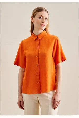 Seidensticker Overhemdblouse Zwarte roos Korte mouwen kraag uni