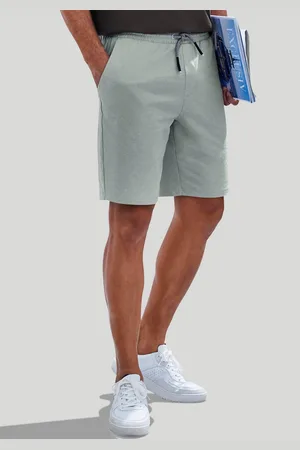 john devin Sweatshort Wijd model in melange-look van katoenmix