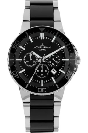Jacques Lemans Chronograaf 1-2166A Quartz horloge, armbanduhr, herenhorloge, roestvrijstalen band, tot 10 bar waterdicht.