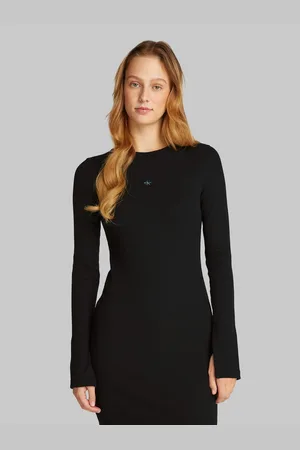 Calvin Klein Maxi-jurk WOVEN LABEL RIB SHORT DRESS
