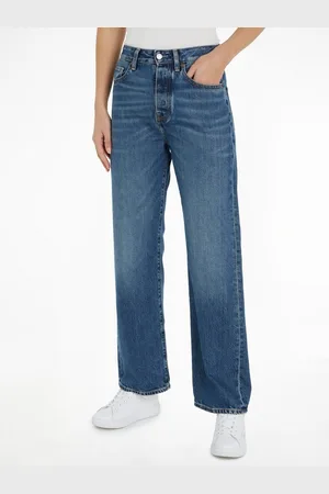 Tommy Hilfiger Straight jeans LOOSE STRAIGHT RW KLO met lederen logo patch