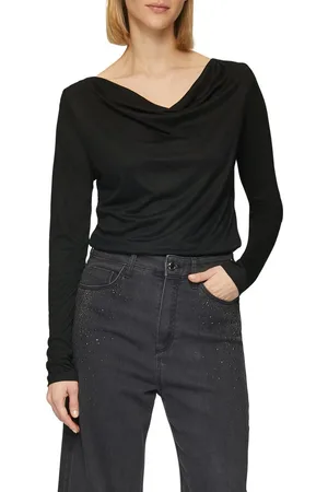 QS by s.Oliver Shirt met lange mouwen met cascadehals