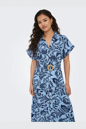 ONLY Jurk met overhemdkraag ONLJAKIRI LINEN SS MIDI SHIRT DRESS WVN